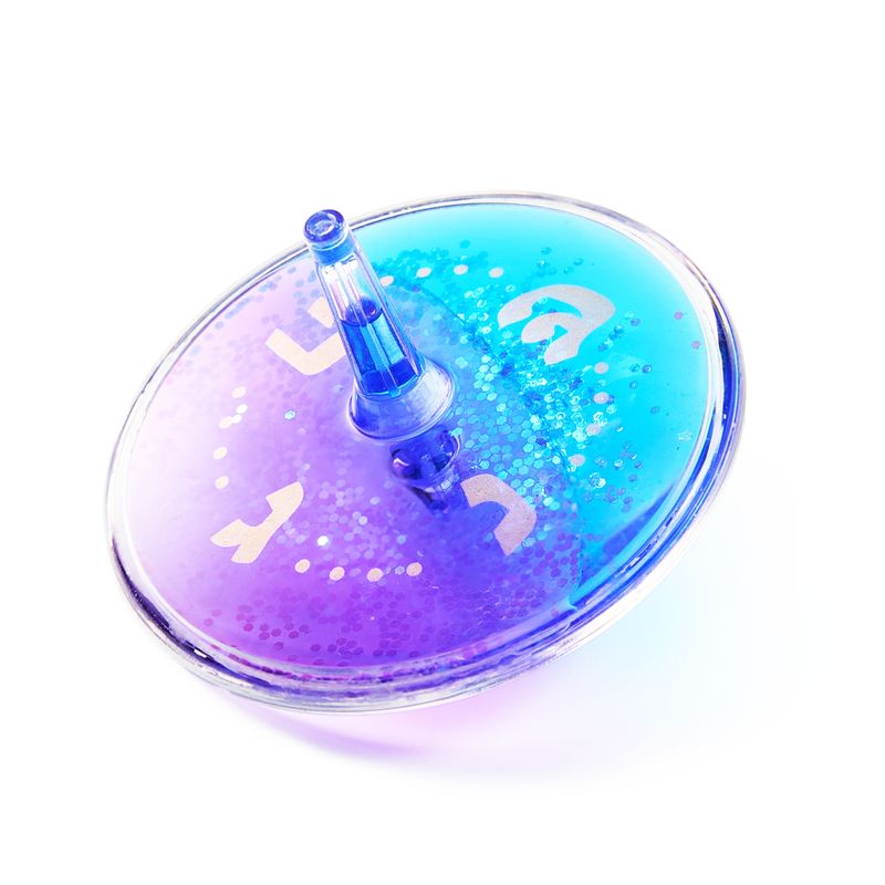 "LAVA" DREIDEL, BLUE&amp;PURPLE, GOLD GLITTER, 2.75" DIAM, 12/DISP