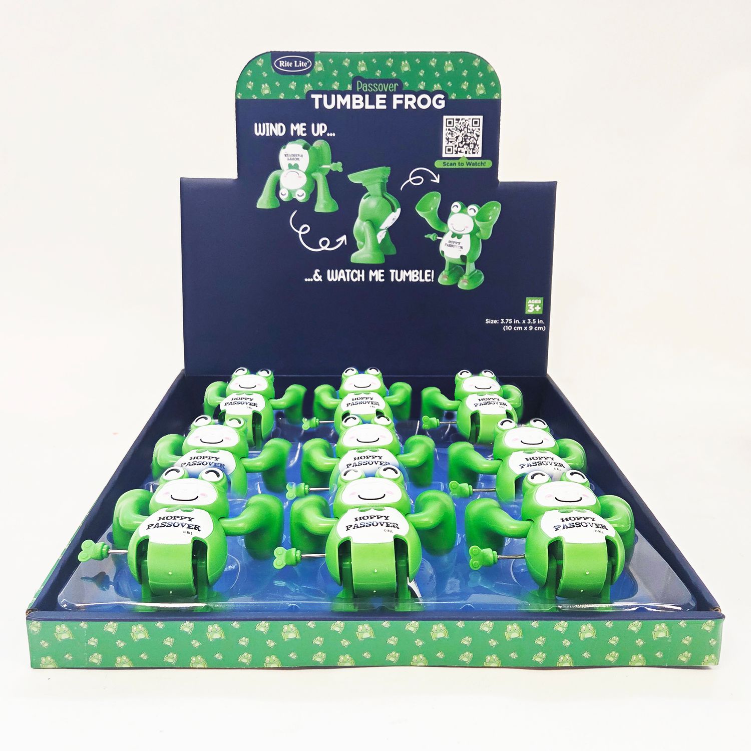 "HOPPY PASSOVER" TUMBLE FROG, ABS PLASTIC, 4", 12/DISPLAY