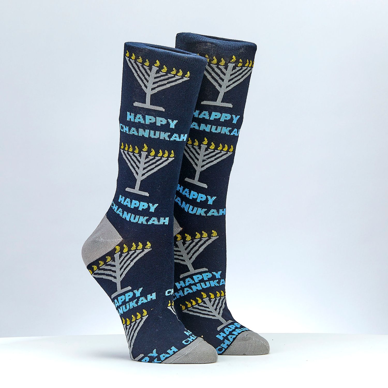 "RAMBAM MENORAHS” SOCKS,COTTON BLEND, ADULT CREW, CARDED