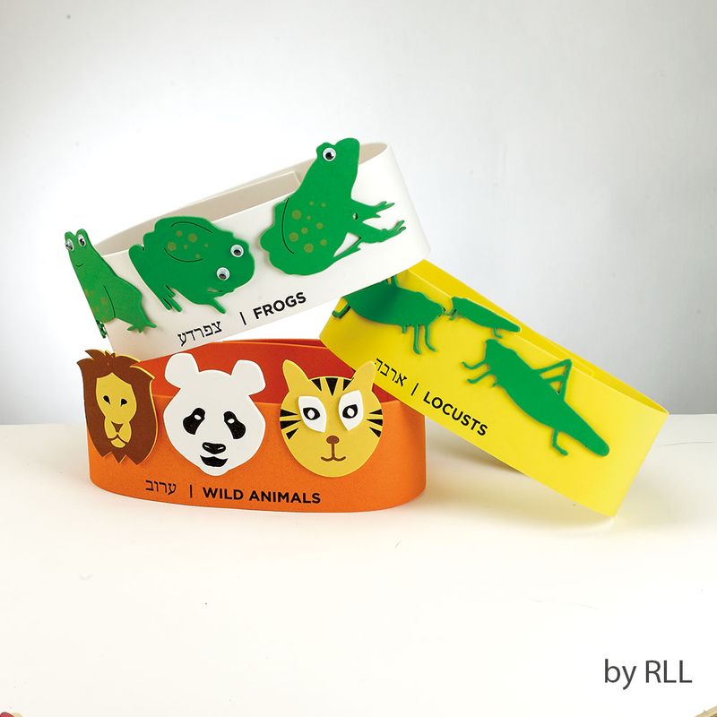 "THE TEN PLAGUES" HEADBANDS, FOAM, SET OF 10 BANDS,10"H GIFT BOX