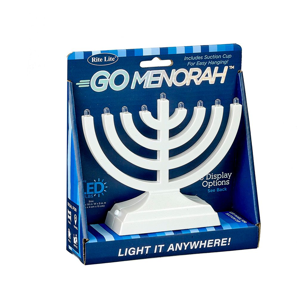 "GO MENORAH" ™,LED, BATTERY/USB,PEARL WHITE,6" X 5", COLOR BOX