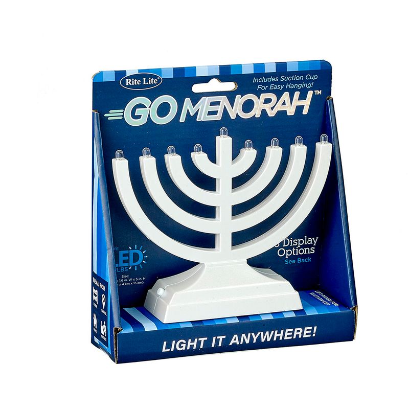 "GO MENORAH" ™,LED, BATTERY/USB,PEARL WHITE,6" X 5", COLOR BOX