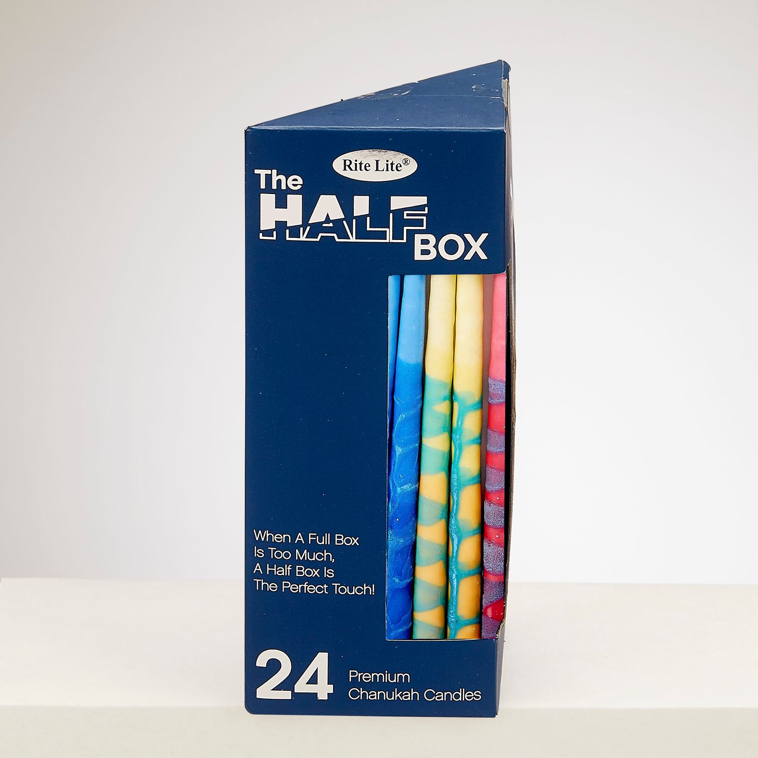 "THE HALF BOX" 24 PACK CHANUKAH CANDLES,HANDCRAFTED MULTI,GIFTBOX