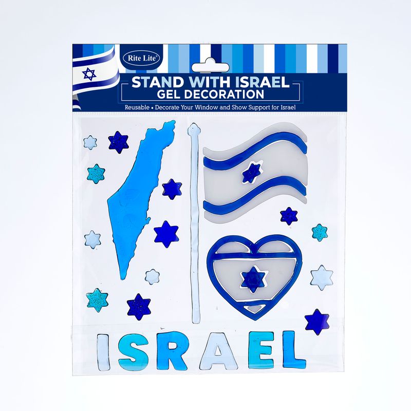"STAND WITH ISRAEL" WINDOW GEL DECO, 8"X10", HEADER