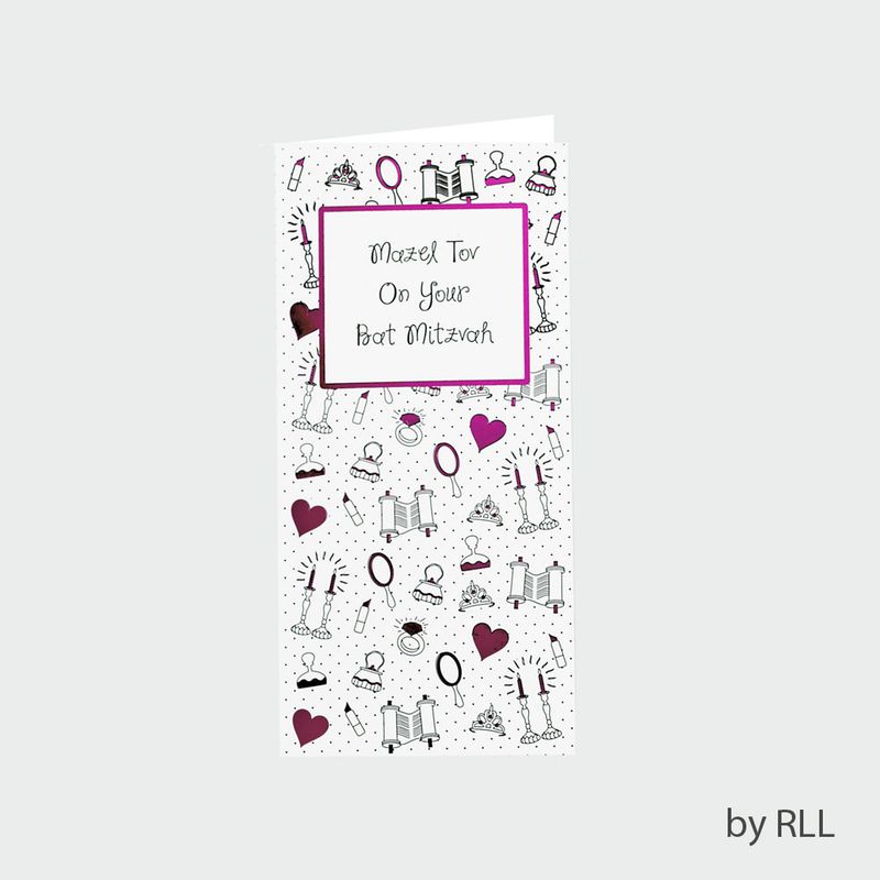 BAT MITZVAH COUNTER CARD, 3.5"x7", FOIL ACCENTS-2