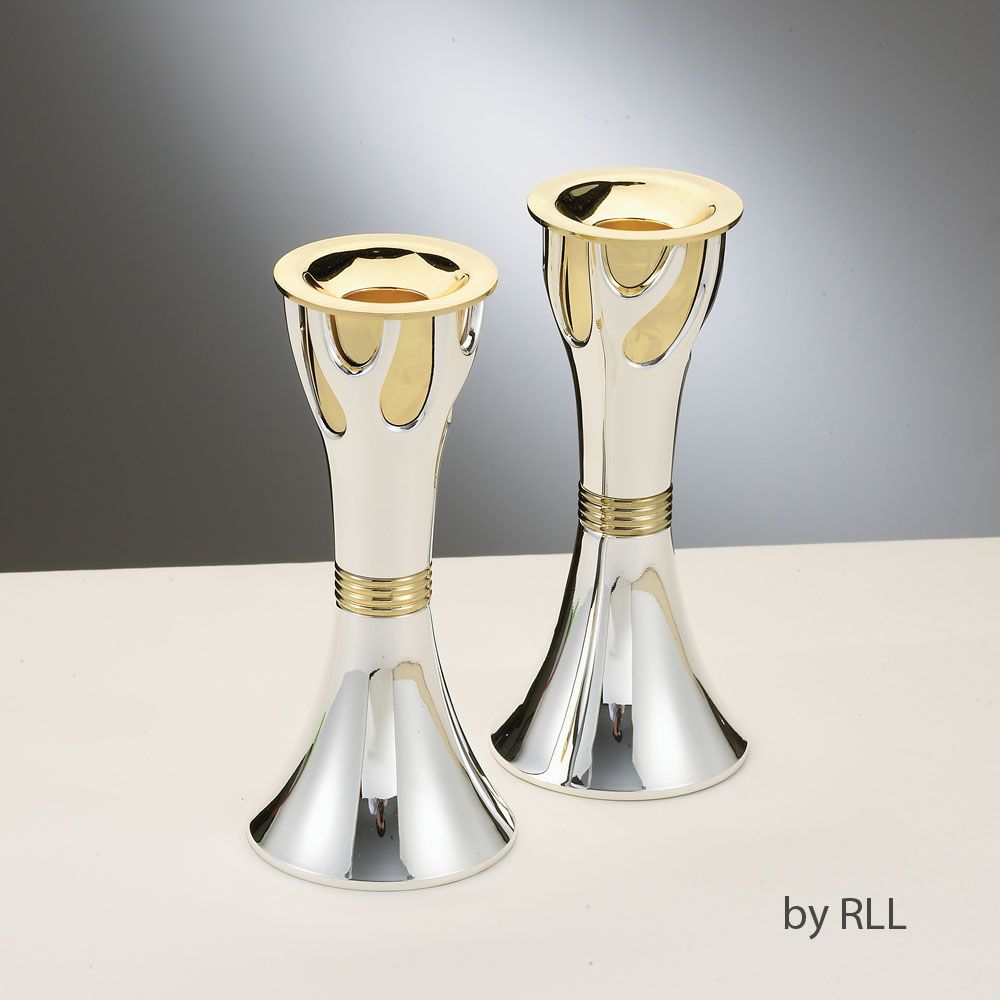 CANDLESTICKS,TREE OF LIFE™,ZINC ALLOY,SILV&amp;GOLD PLATED,6",