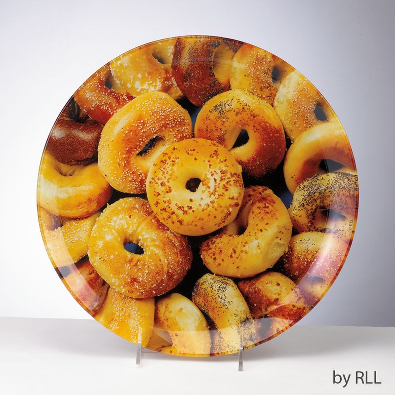 BAGEL PLATE, ROUND, GLASS 11.25" COLOR BOX