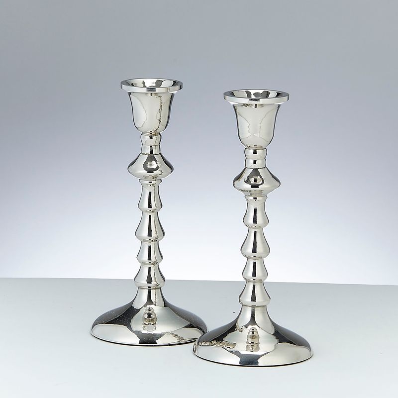 CANDLESTICKS, ALUMINUM, NICKEL PLATED, 6.75", PAIR/BOX