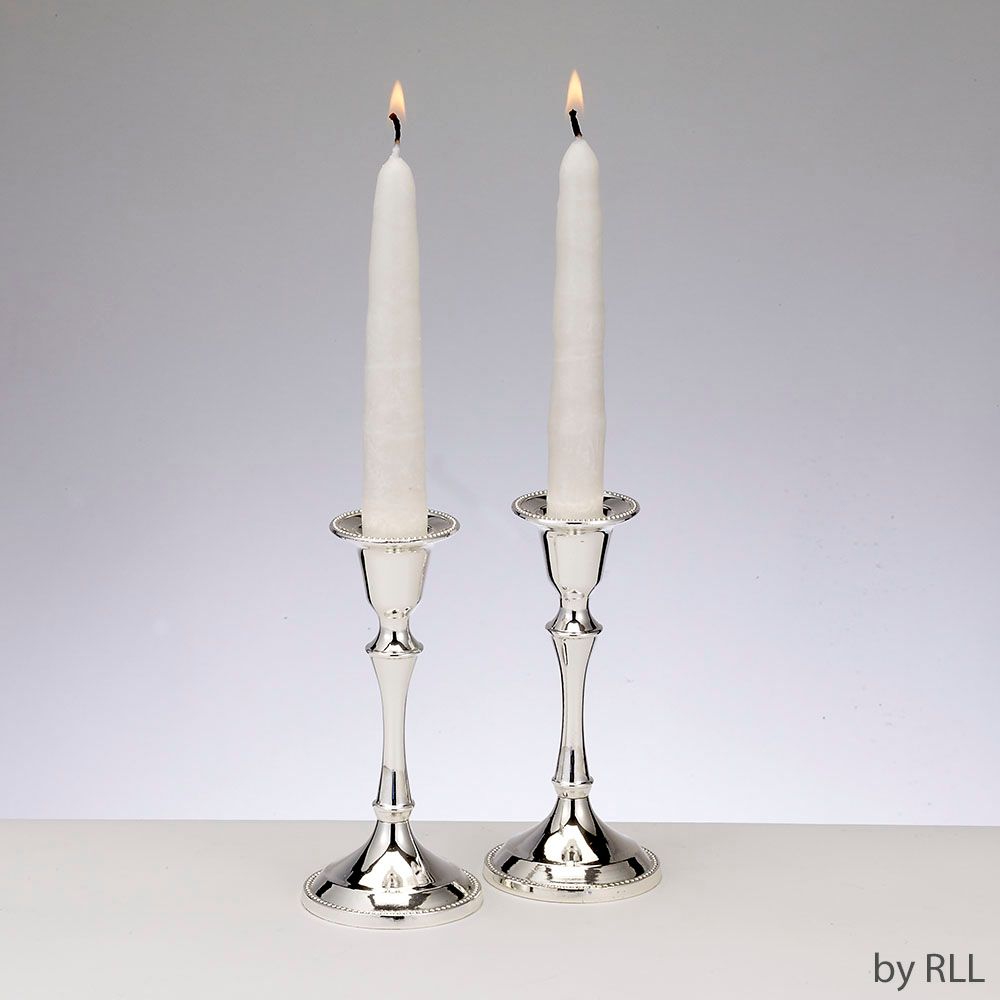CANDLESTICKS, ZINC ALLOY SILVER PLATED, 5", PAIR/COLOR BOX