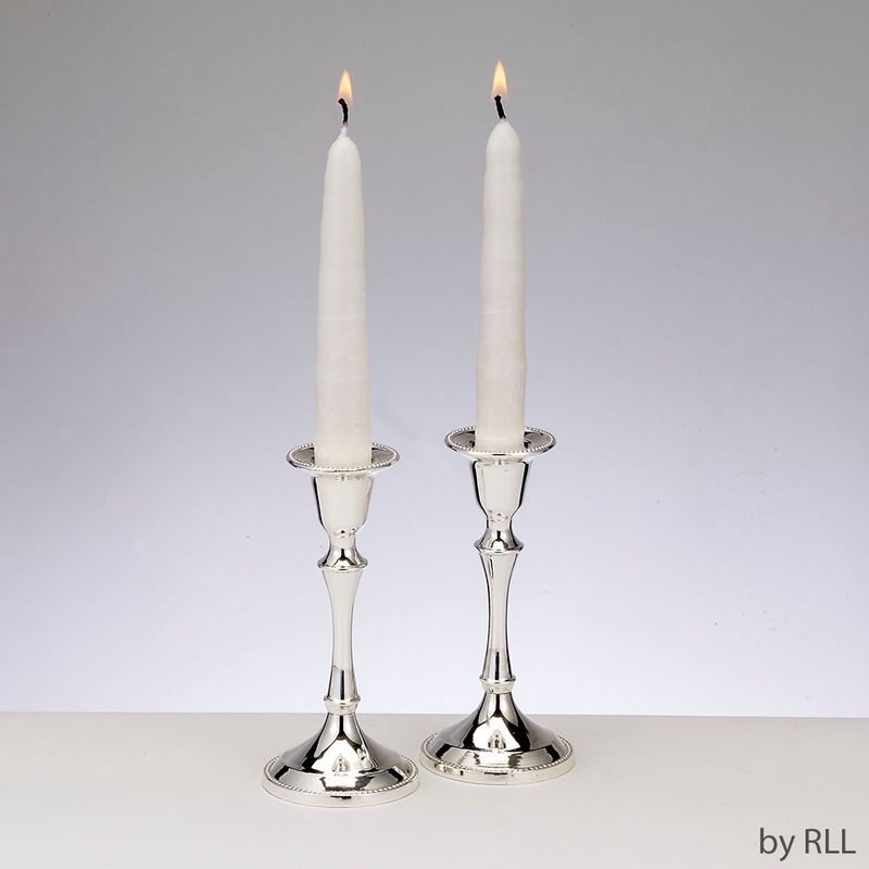 CANDLESTICKS, ZINC ALLOY SILVER PLATED, 5", PAIR/COLOR BOX