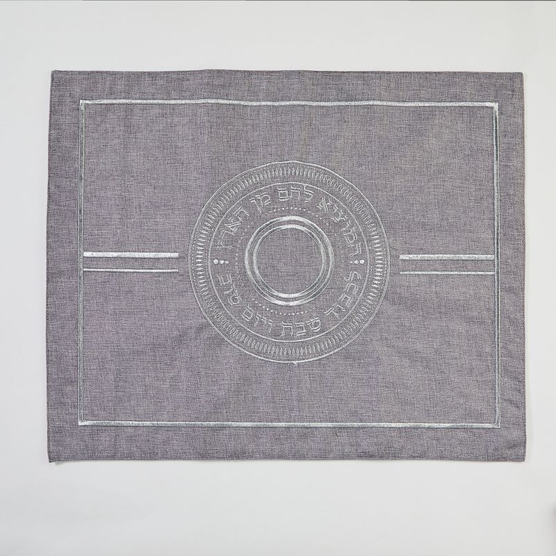 CHALLAH COVER,EMBROIDERD POLY,GREYW/SILVER ACCENTS,16x20",PVCBAG