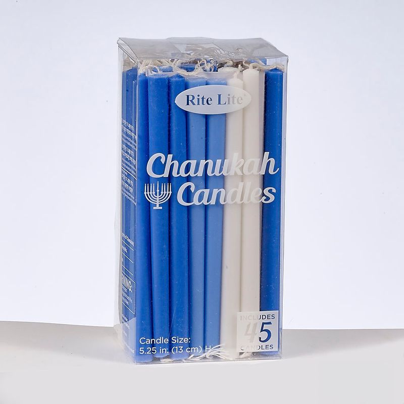 CHANUKAH CANDLES, DELUXE, BLUE &amp; WHITE, 45/BOX