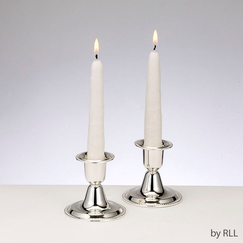CANDLESTICK SET, ZINC ALLOY SILVER PLATED, 2.5"H PAIR/COLOR BOX