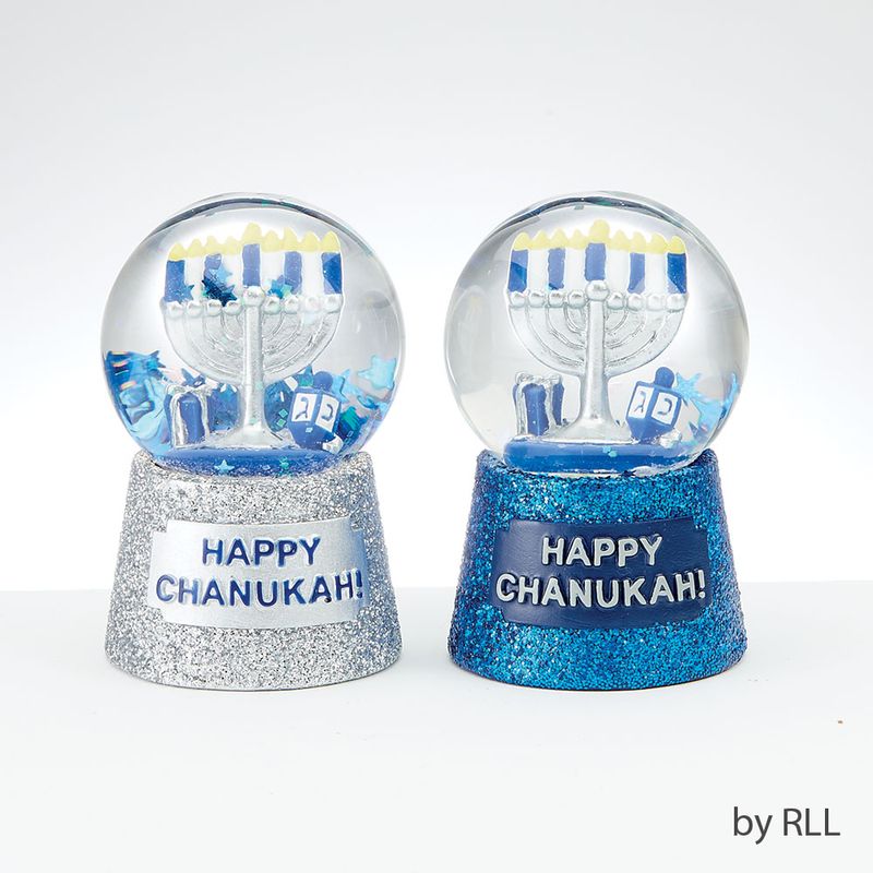 CHANUKA MINI WATERGLOBE,HANDPAINTD&amp;GLITTER,RESIN,40MM,12ASST/DISP
