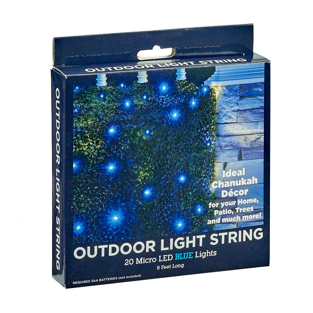 CHANUKA LED LIGHT STRING,OUTDOOR,20 BLUE MICRO LED,BATT,8',COLRBX