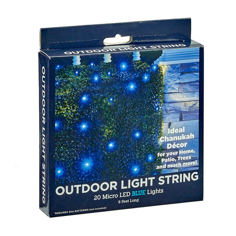 CHANUKA LED LIGHT STRING,OUTDOOR,20 BLUE MICRO LED,BATT,8',COLRBX