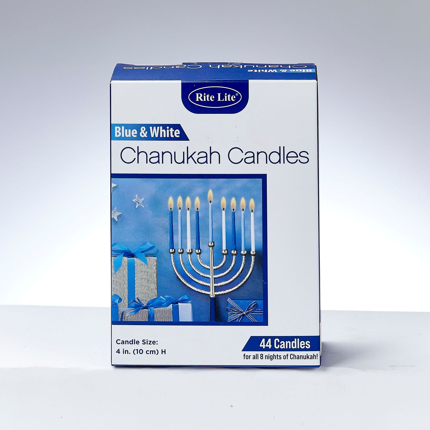 CHANUKAH CANDLES, BLUE/WHITE, 44/COLOR BOX