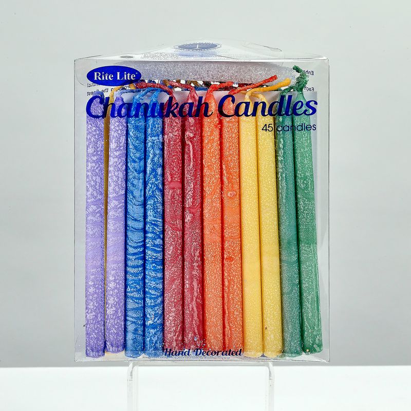 CHANUKAH CANDLES, PREMIUM, HANDCRAFTED,FROSTED MULTI,45/GIFTBOX