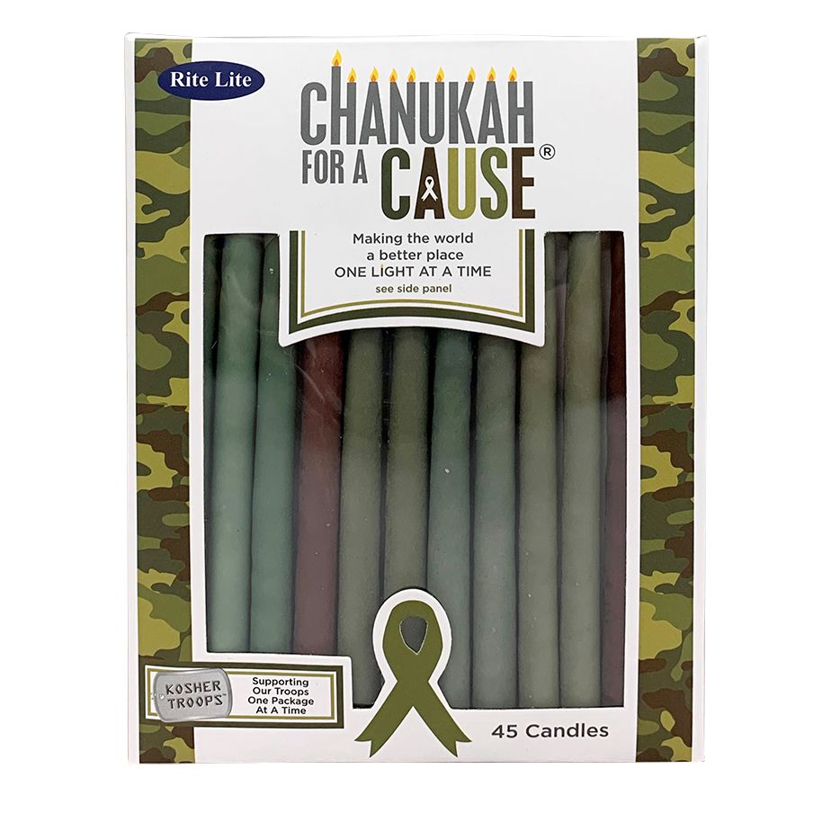 CHANUKAH FOR A CAUSE™, CAMO COLORED CANDLES, 45/BOX