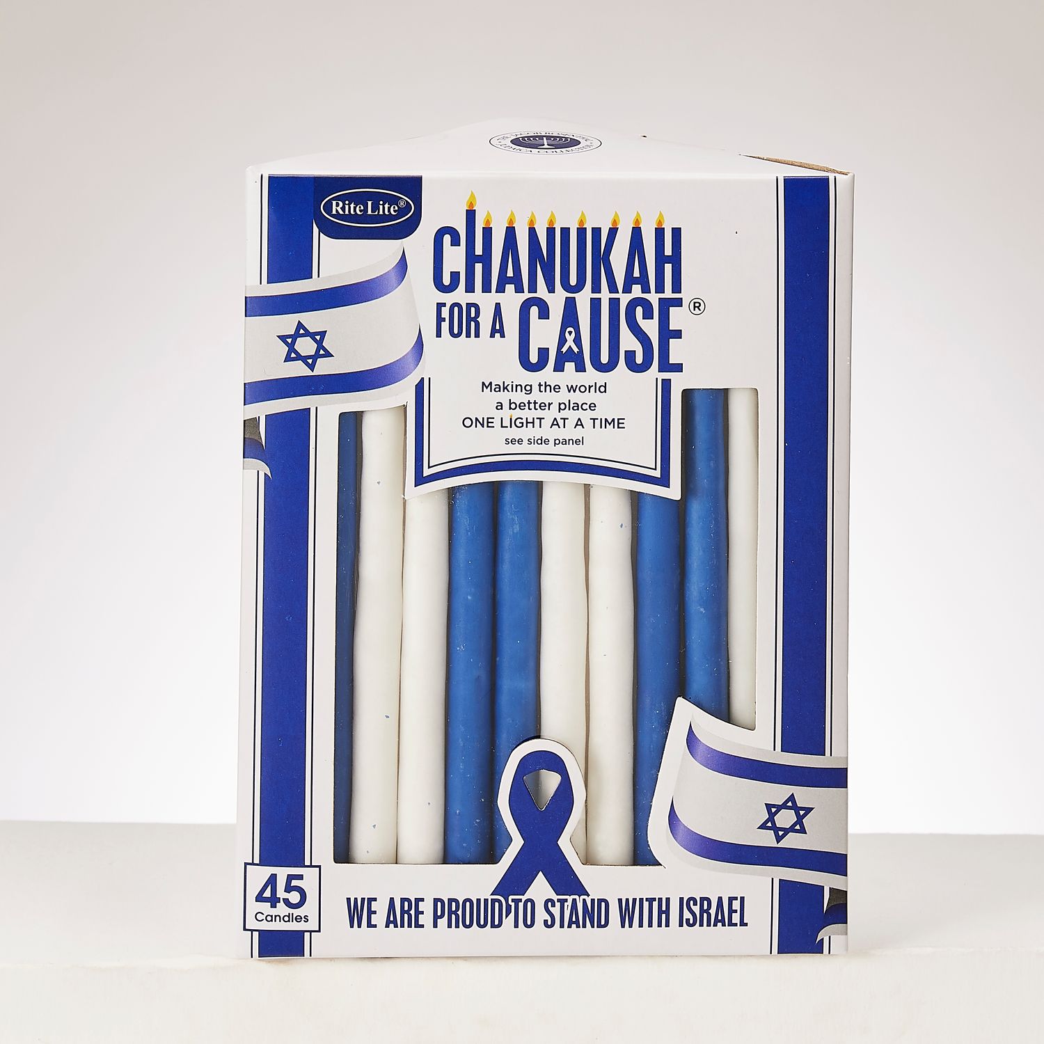 CHANUKAH FOR A CAUSE™, CANDLES, "STAND WITH ISRAEL", 45/BOX
