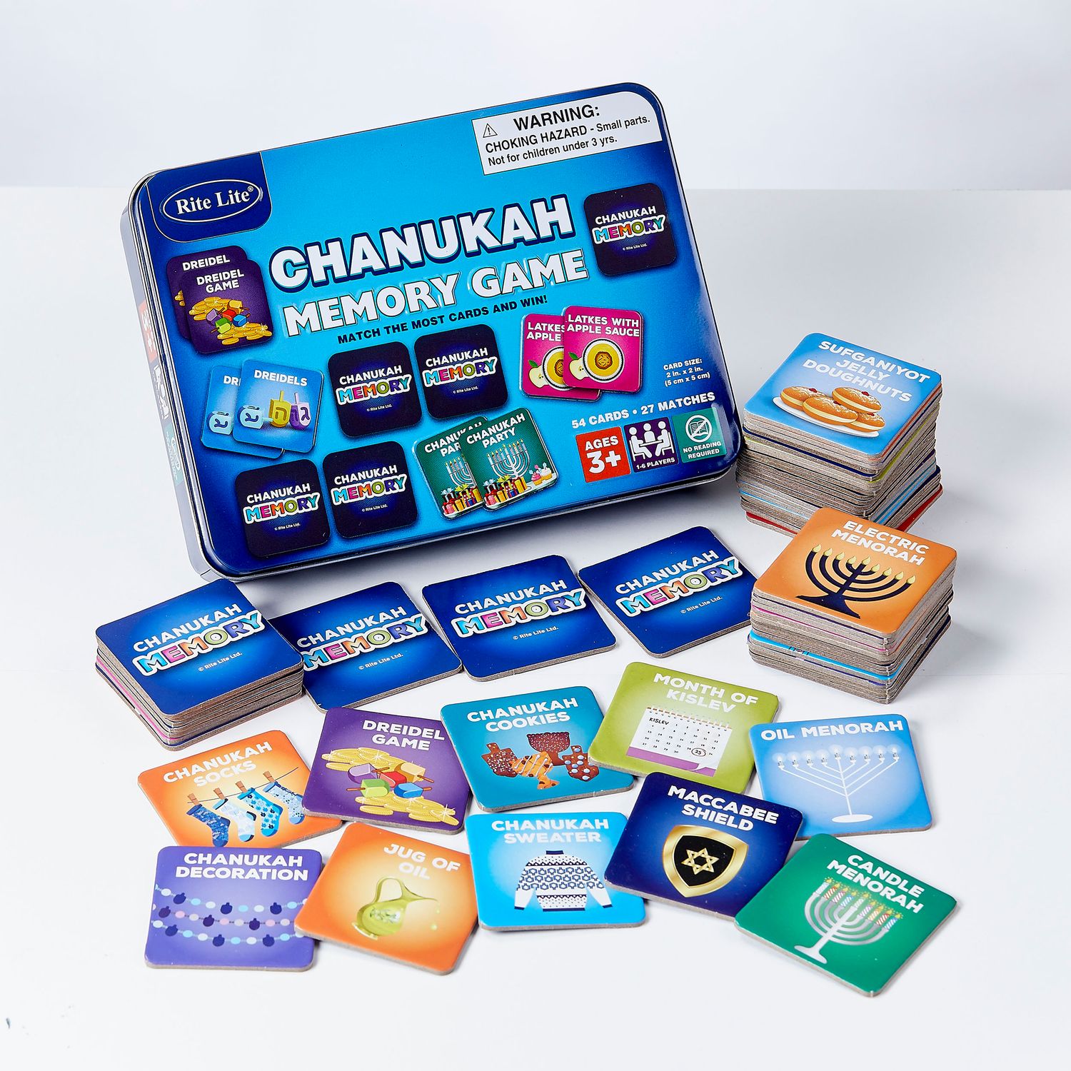 CHANUKAH GAME, "MEMORY", 54 CARDS, 7" x 5", COLLECTIBLE TIN
