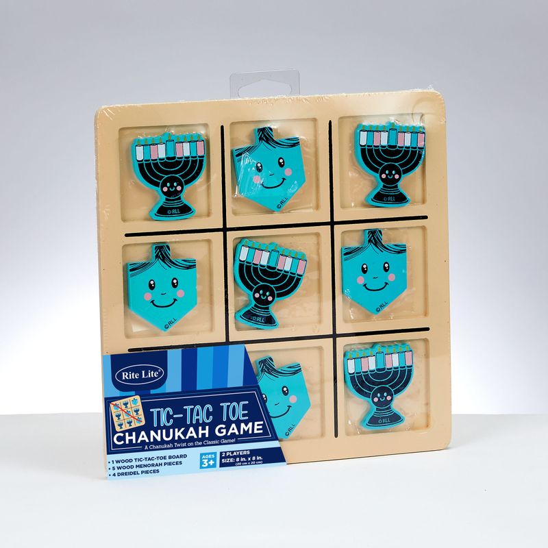 CHANUKAH GAME, "TIC TAC TOE", WOOD (MDF), 8" X 8", LABEL
