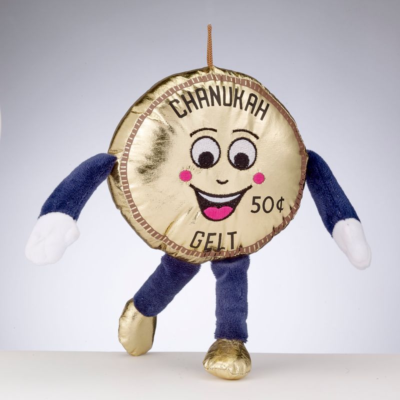 CHANUKAH GELT DOLL, PLUSH, EMBROIDERED, 8.75", TAG