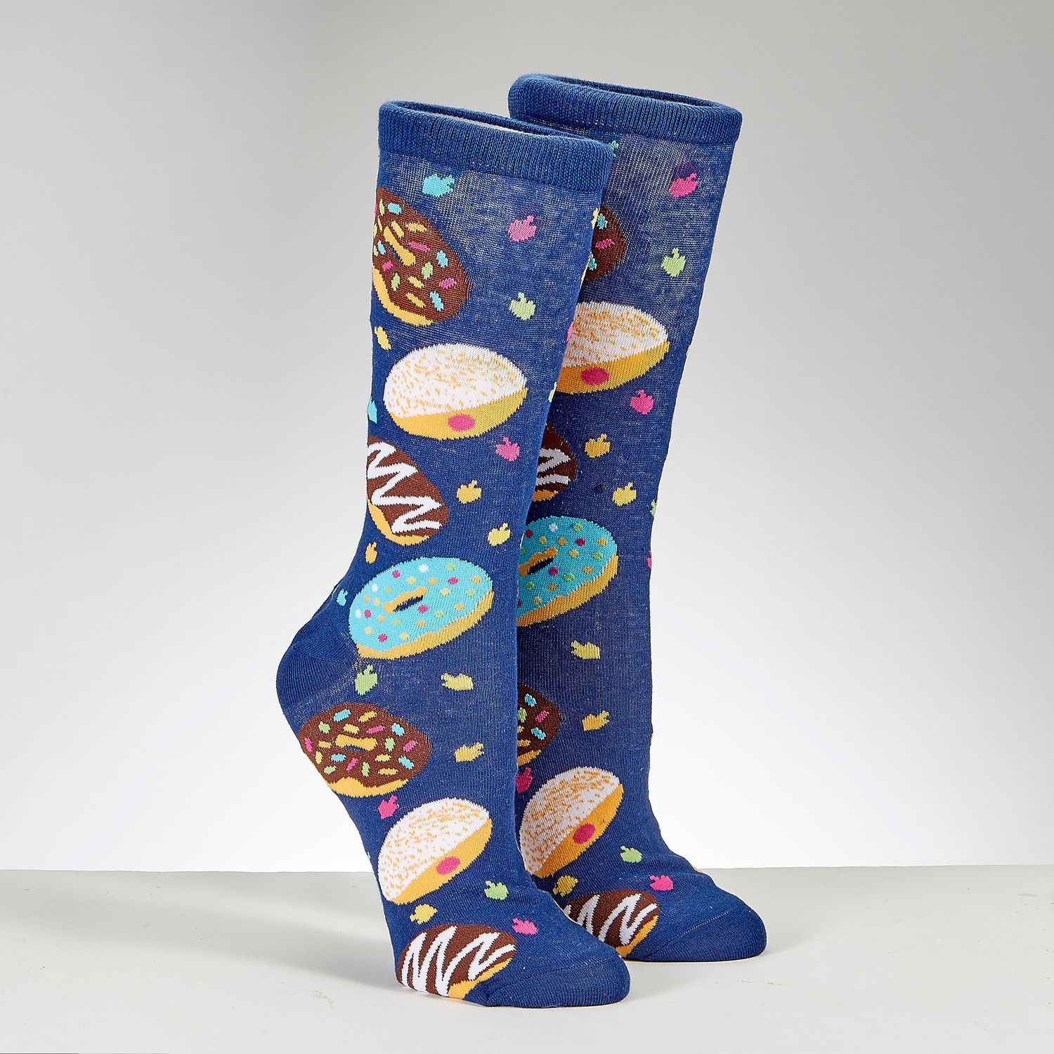 CHANUKAH SOCKS, "DOUGHNUTS", COTTON BLEND,ADULT CREW, CARDED