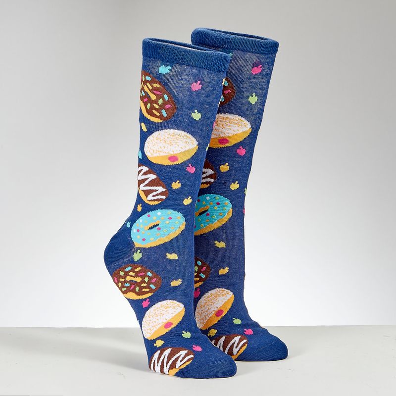CHANUKAH SOCKS, "DOUGHNUTS", COTTON BLEND,ADULT CREW, CARDED