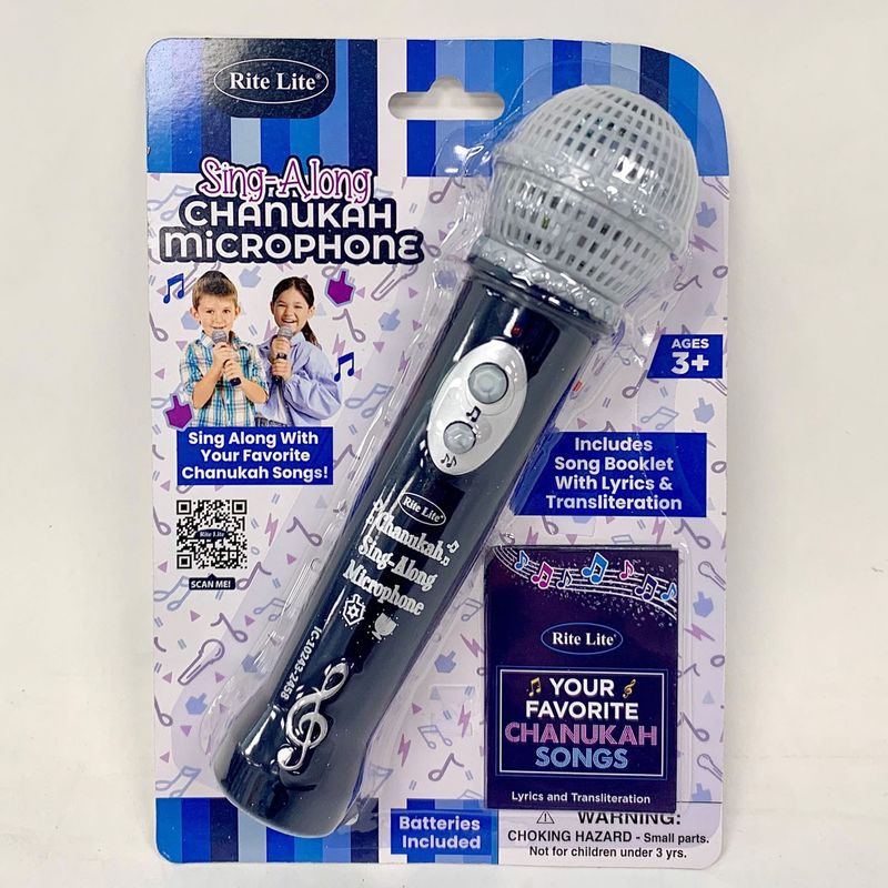 CHANUKAH SING-ALONG MICROPHONE, 5 SONGS, PLASTIC, 7.5"H, CARD