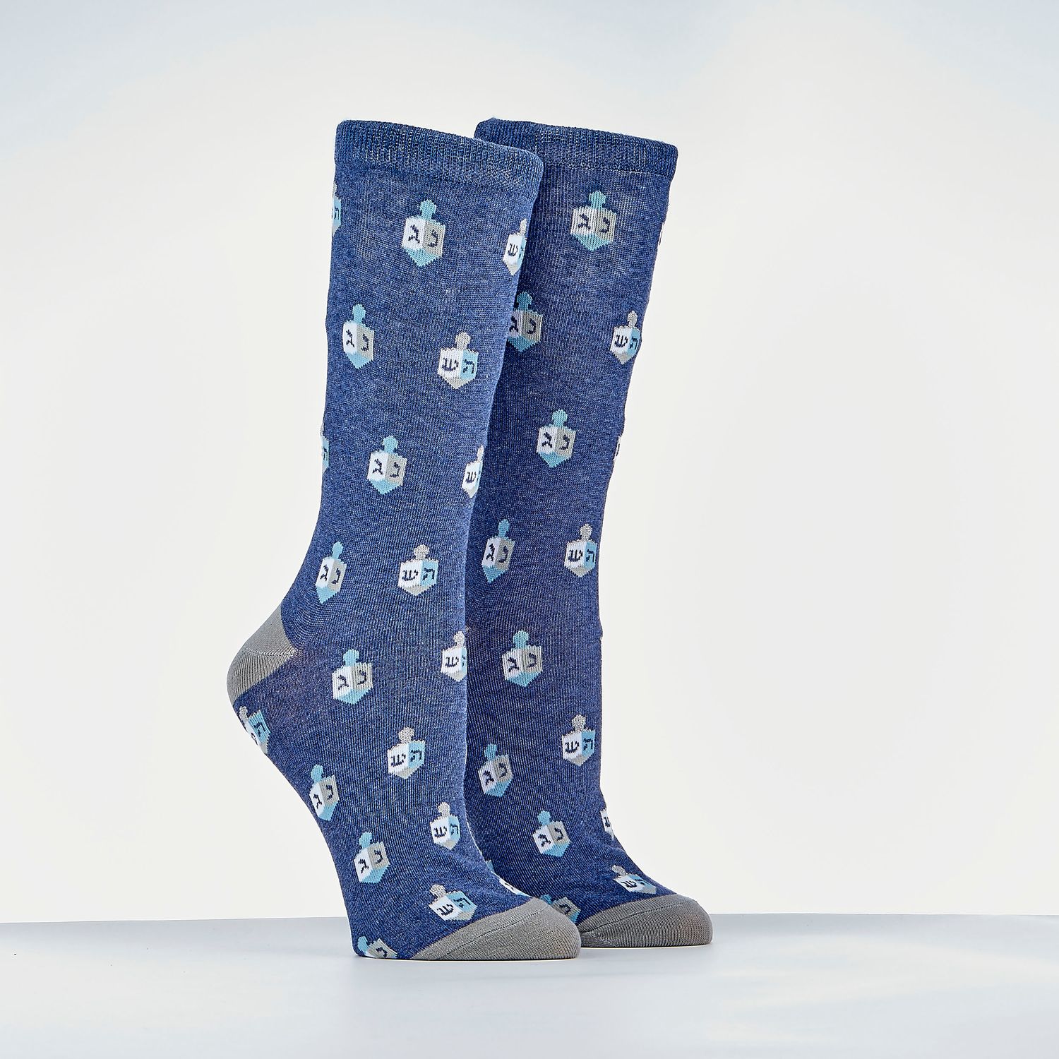 CHANUKAH SOCKS,"DREIDELS",COTTON BLEND,ADULT CREW, CARDED