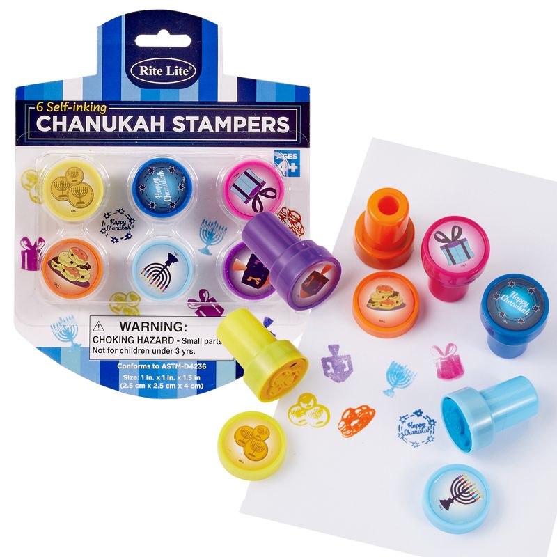 CHANUKAH STAMPERS, MULTICOLOR,1.5" EACH, 6/CARD