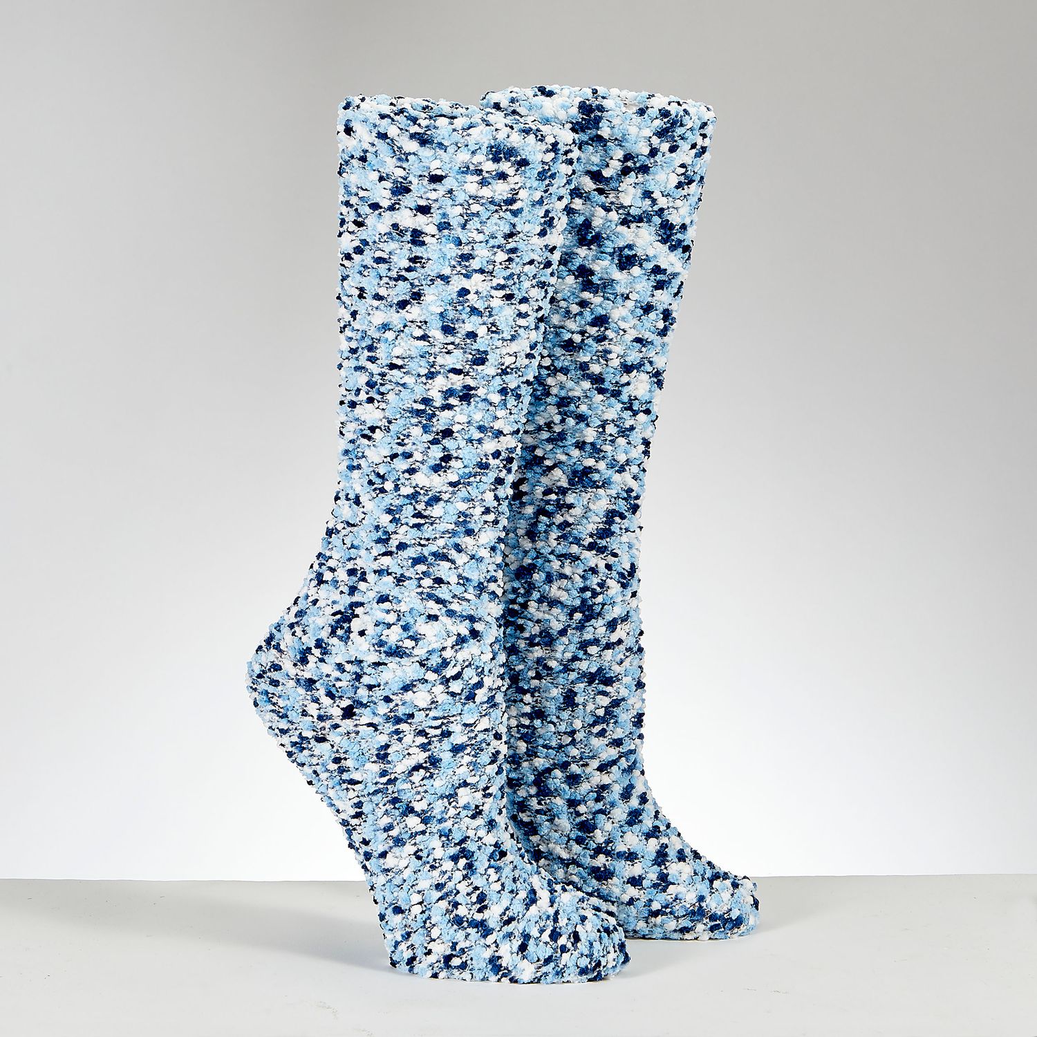 CHANUKAH COZY SLIPPER SOCKS, BLUE POPCORN, ADULT, CARDED
