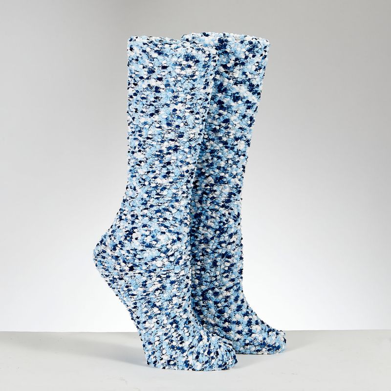 CHANUKAH COZY SLIPPER SOCKS, BLUE POPCORN, ADULT, CARDED