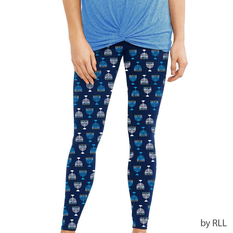CHANUKAH LEGGINGS, "MENORAHS", POLY, ADULT, ONE SIZE, CARDED