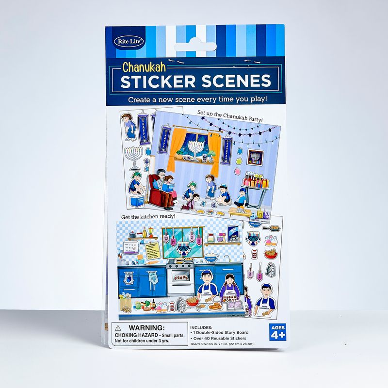 CHANUKAH STICKER SCENES W/ REUSABLE STICKERS,PVC CLINGS,10",CARD