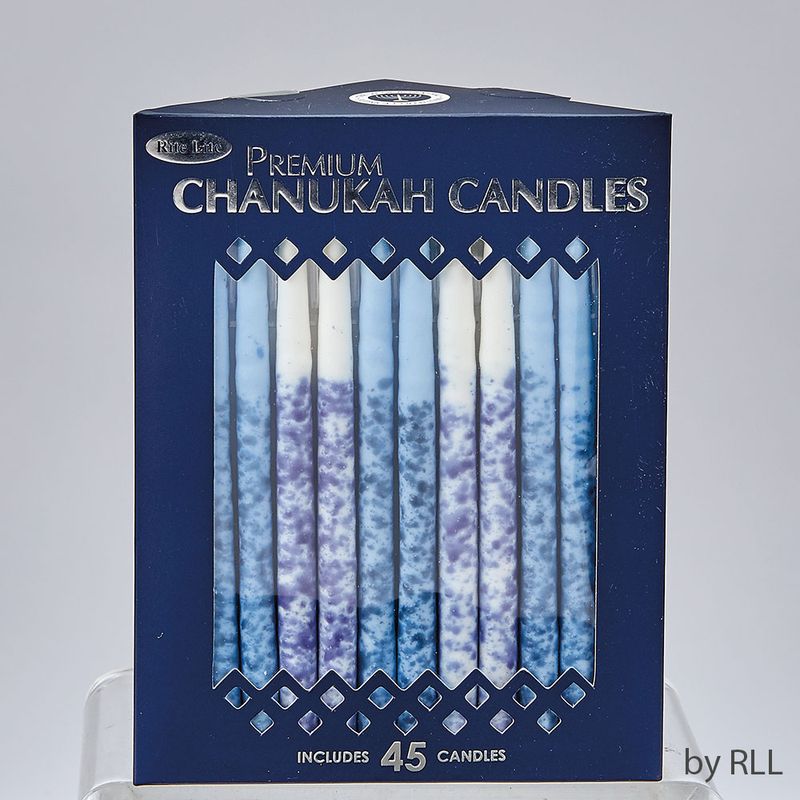 CHANUKAH CANDLES,PREMIUM, HAND CRAFTED, BLUE/WHITE, 45/GIFT BOX