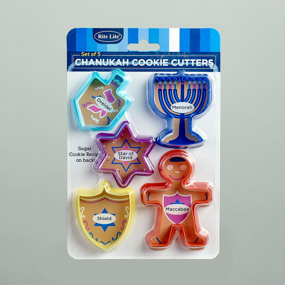 CHANUKAH COOKIE CUTTERS, PLASTIC, 5 SHAPES, CARDED