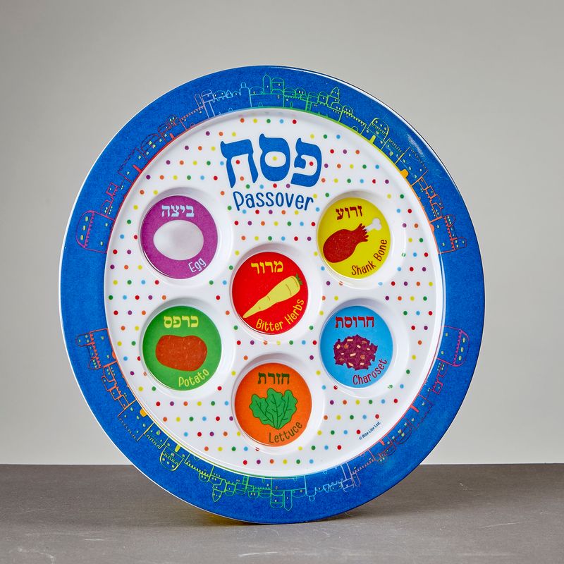 CHILDREN SEDER PLATE, JERUSALEM, MELAMINE, 9", LABEL