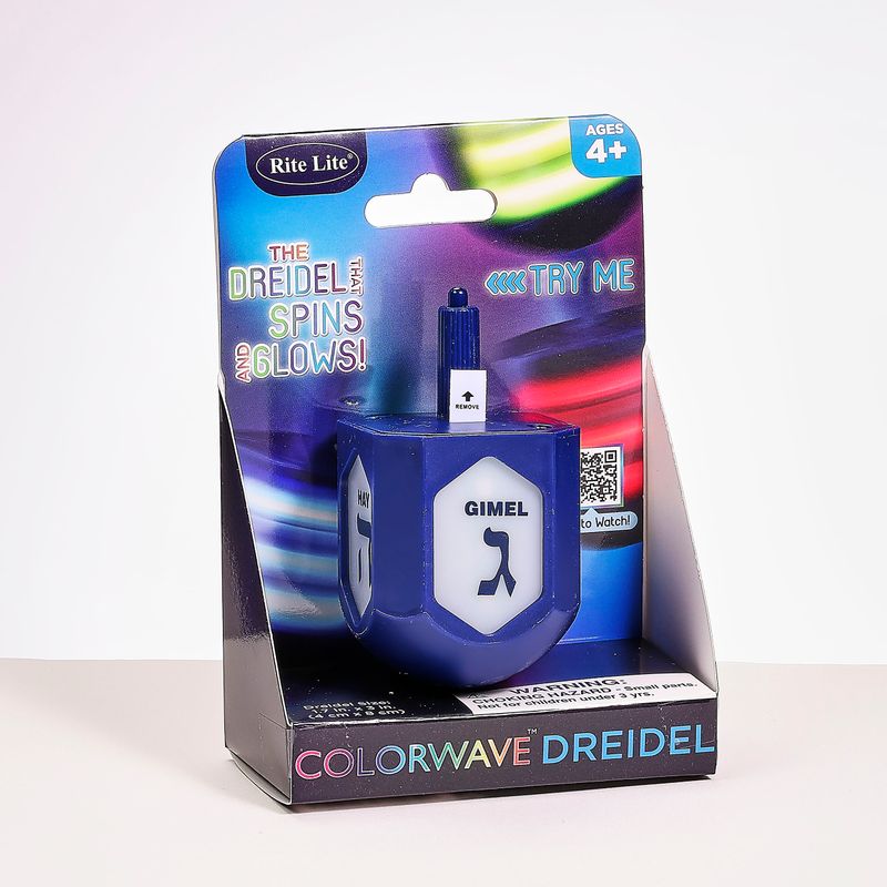 COLORWAVE™ LIGHT UP DREIDEL,COLOR CHANGING LIGHTS,PLSTC, 3",CLRBX