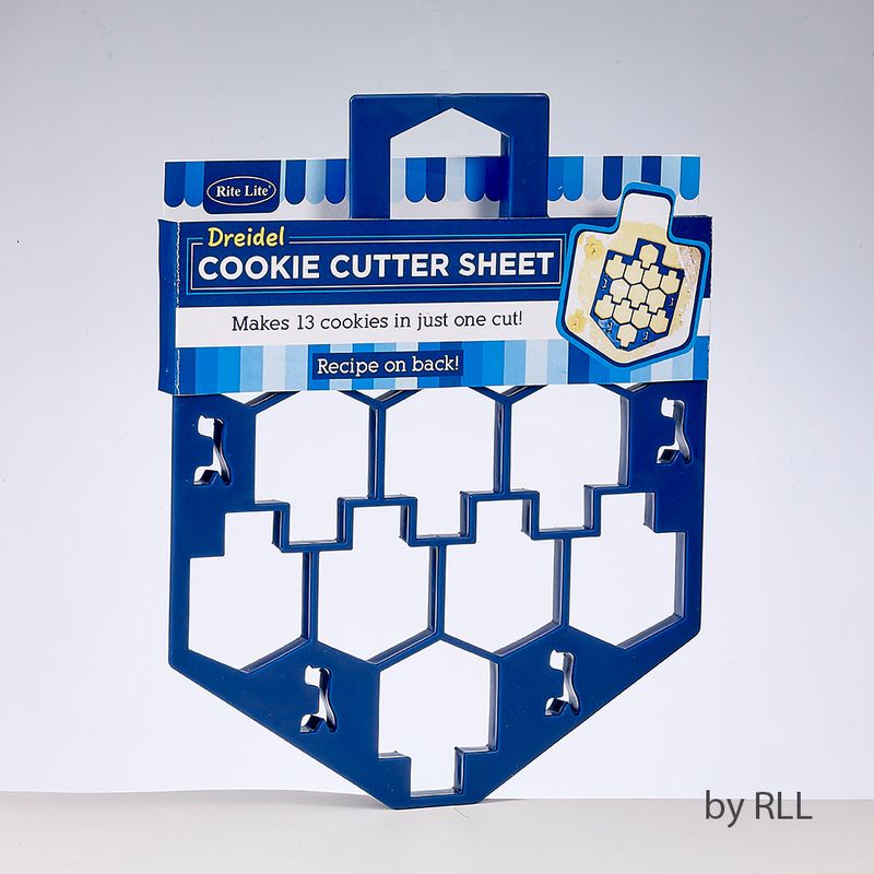 DREIDEL COOKIE CUTTER SHEET, PLASTIC, 9 x 11", CARDED