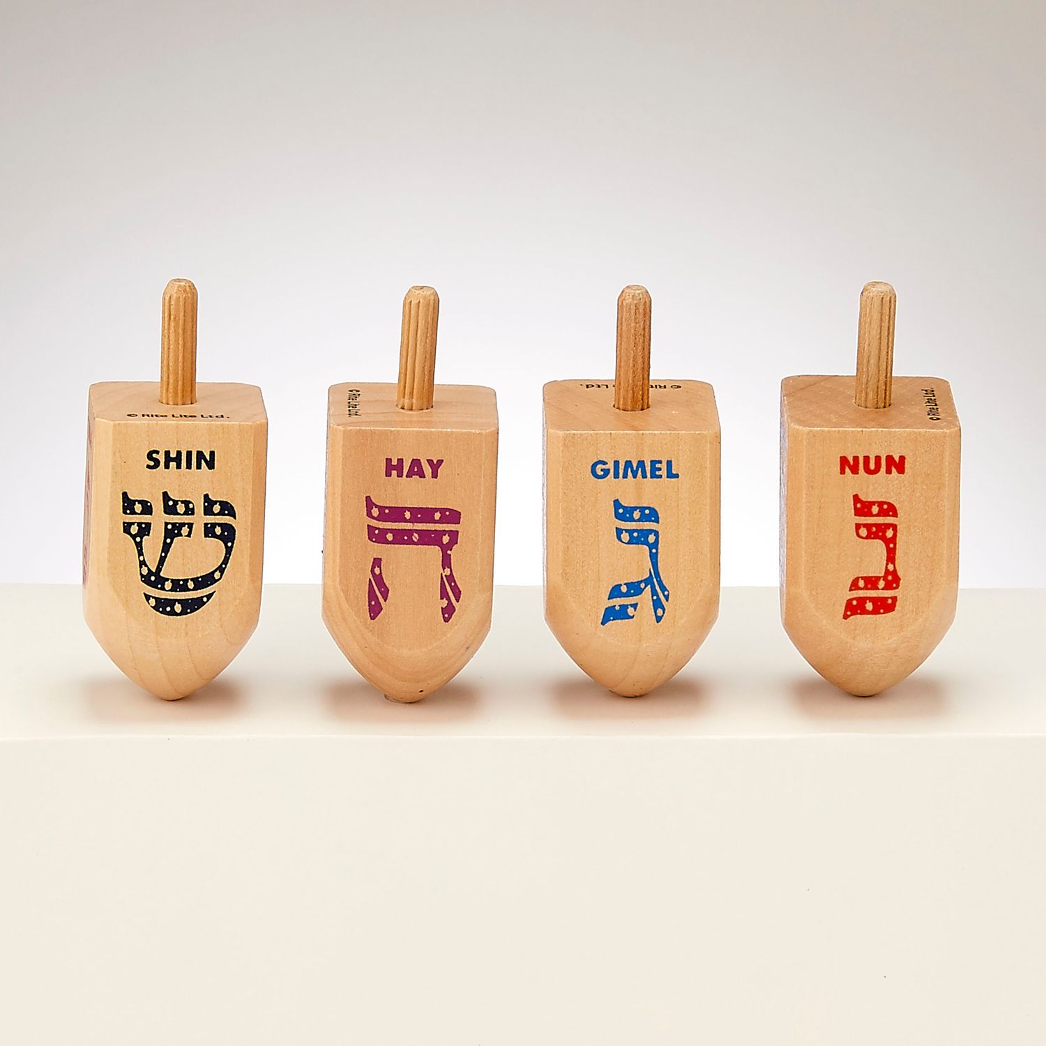DREIDELS, NATURAL WOOD, X LARGE, 2.75"H, 25/COLOR BOX