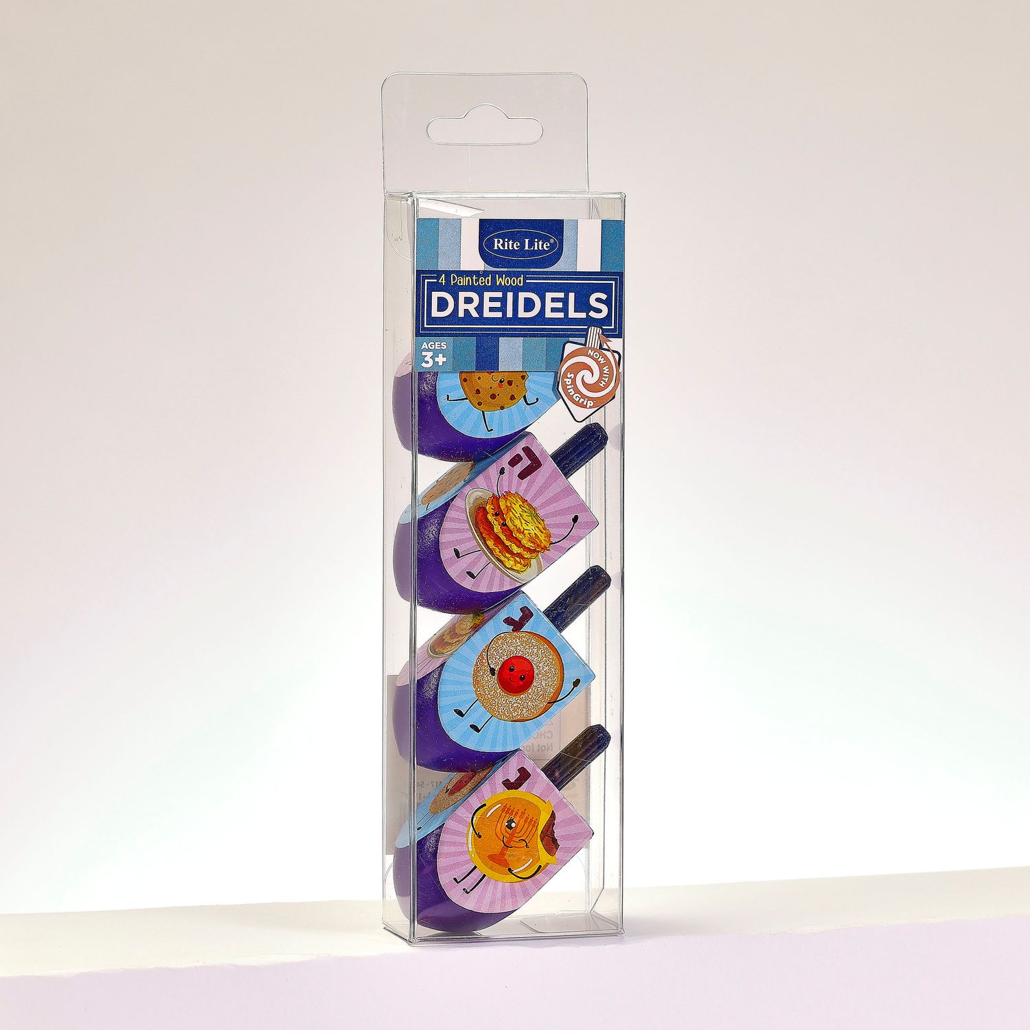 DREIDELS,"WHIMSICAL FOODS",HAND-PAINTED WOOD,LARGE,2.25",4/GIFTBX