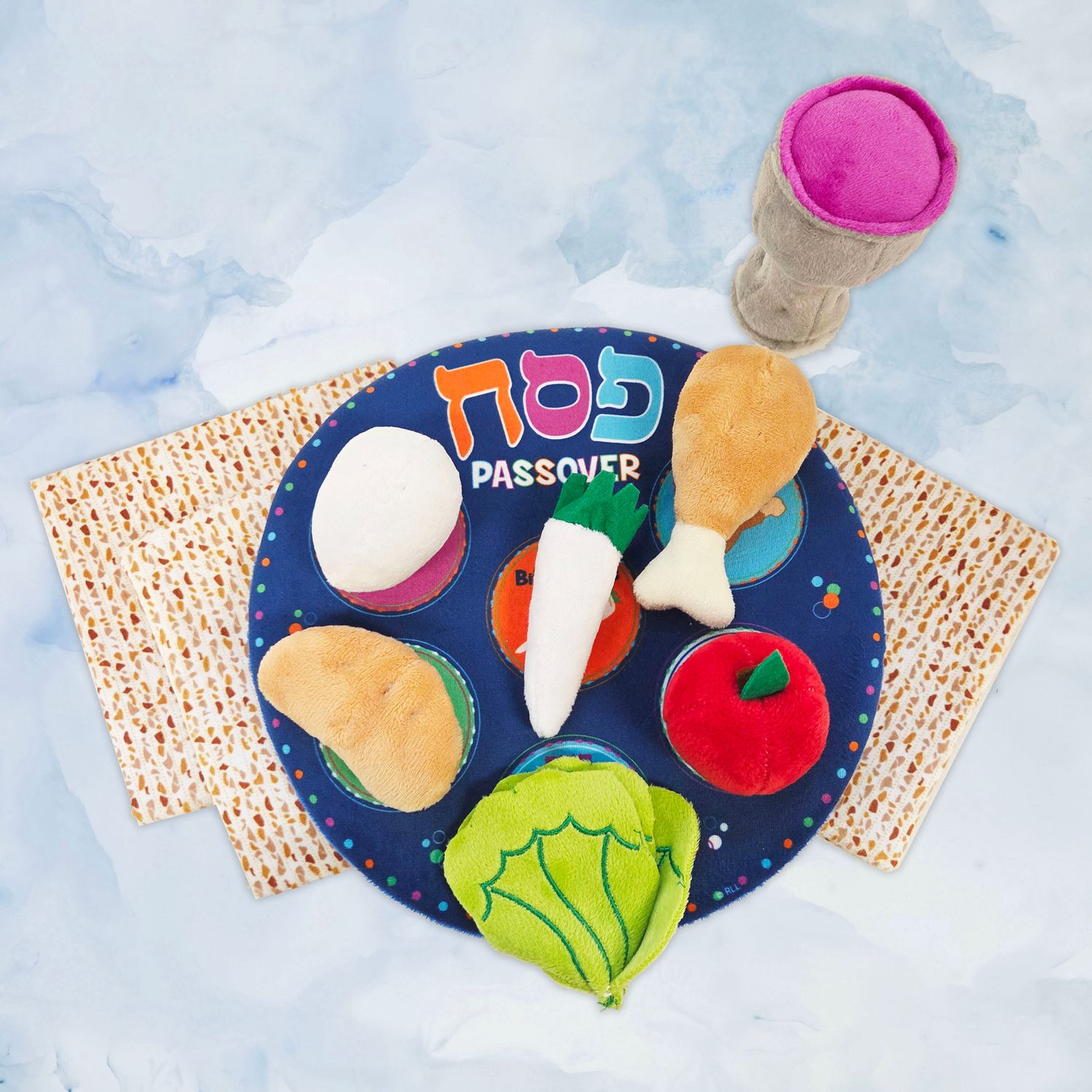 DELUXE SOFT SEDER SET, PLUSH, 11 PIECES, 8", COLOR BOX