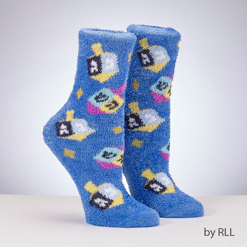DREIDELS YOUTH COZY SLIPPER SOCKS,W/ LUREX, POLY, CARDED