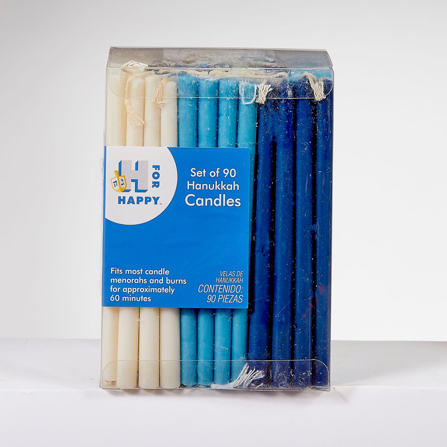 DELUXE CHANUKAH CANDLES VALUE PACK, BLUE/WHITE, 5", 90/BOX