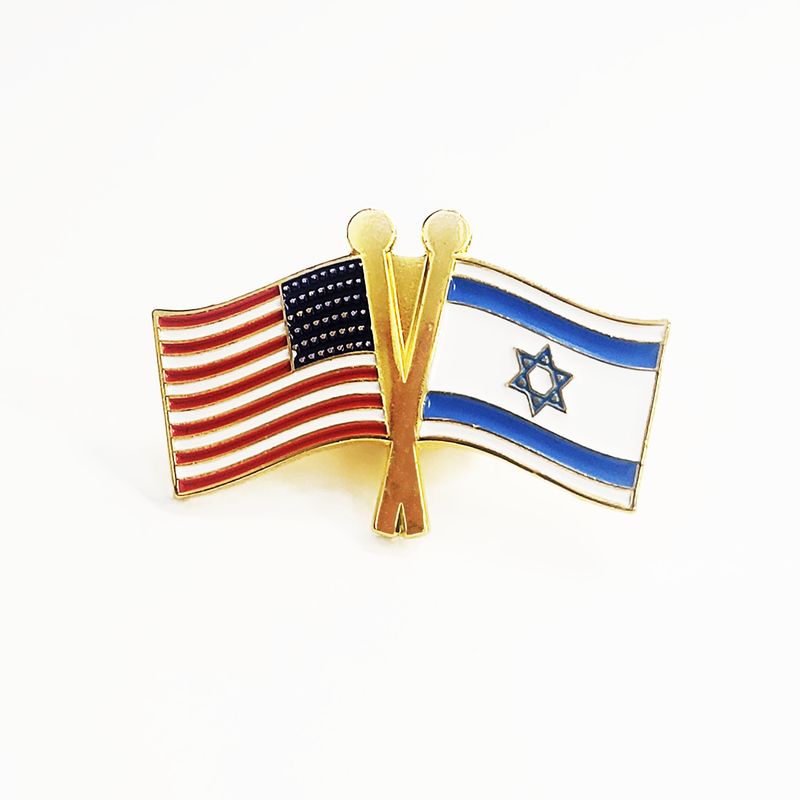 ISRAEL &amp; USA FLAGS PIN, DIE-CAST METAL/ENAMEL, 1.25", POLYBAG