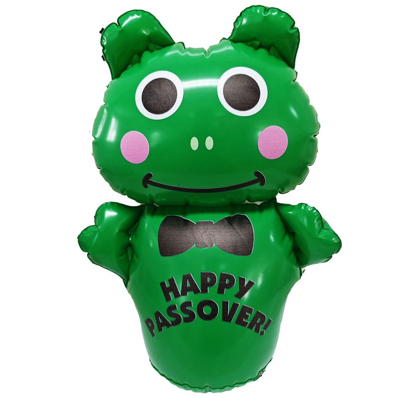 INFLATABLE “HAPPY PASSOVER“ FROG, PVC, 13.5”, CARDED