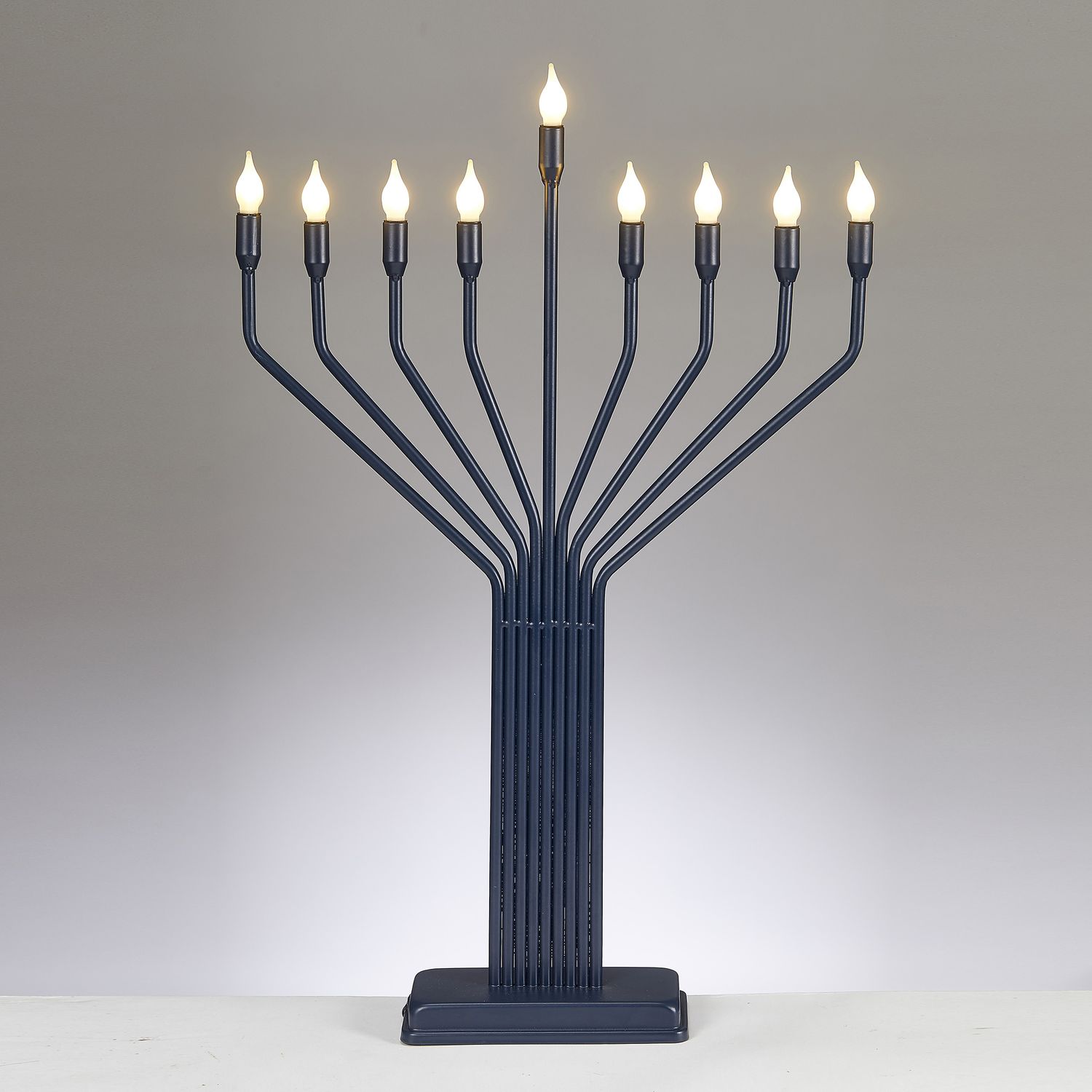 LED MENORAH, LG DISPLAY, KNESSET STYLE, METAL,NAVY, 24"H, COLR BX
