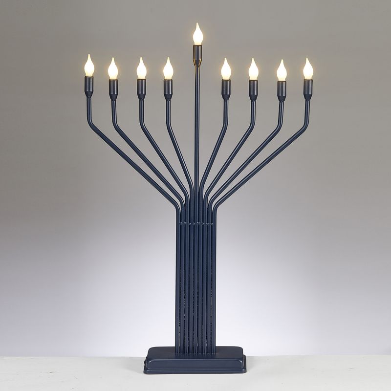 LED MENORAH, LG DISPLAY, KNESSET STYLE, METAL,NAVY, 24"H, COLR BX